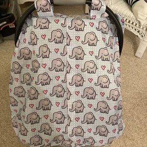 Car seat rain canopy cover elephants and hearts